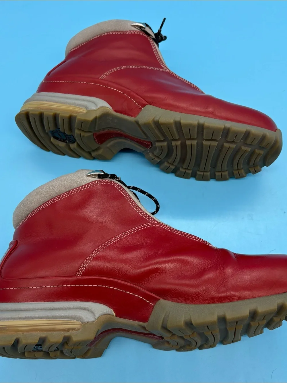 Vintage Women’s Nike Air Primo Leather Hiking Trail Boot Sport Size 12 Red/Cream